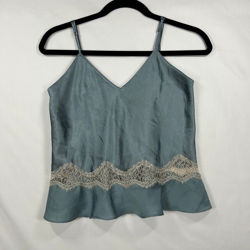 Victoria's Secret Teal Satin Lace Trim Camisole Top Size XS